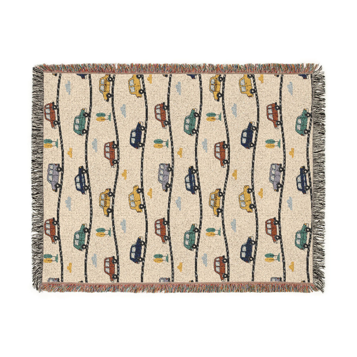 Whimsical Road Trip Cars & Traffic Woven Throw Blanket