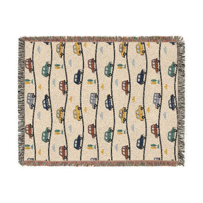 Whimsical Road Trip Cars & Traffic Woven Throw Blanket