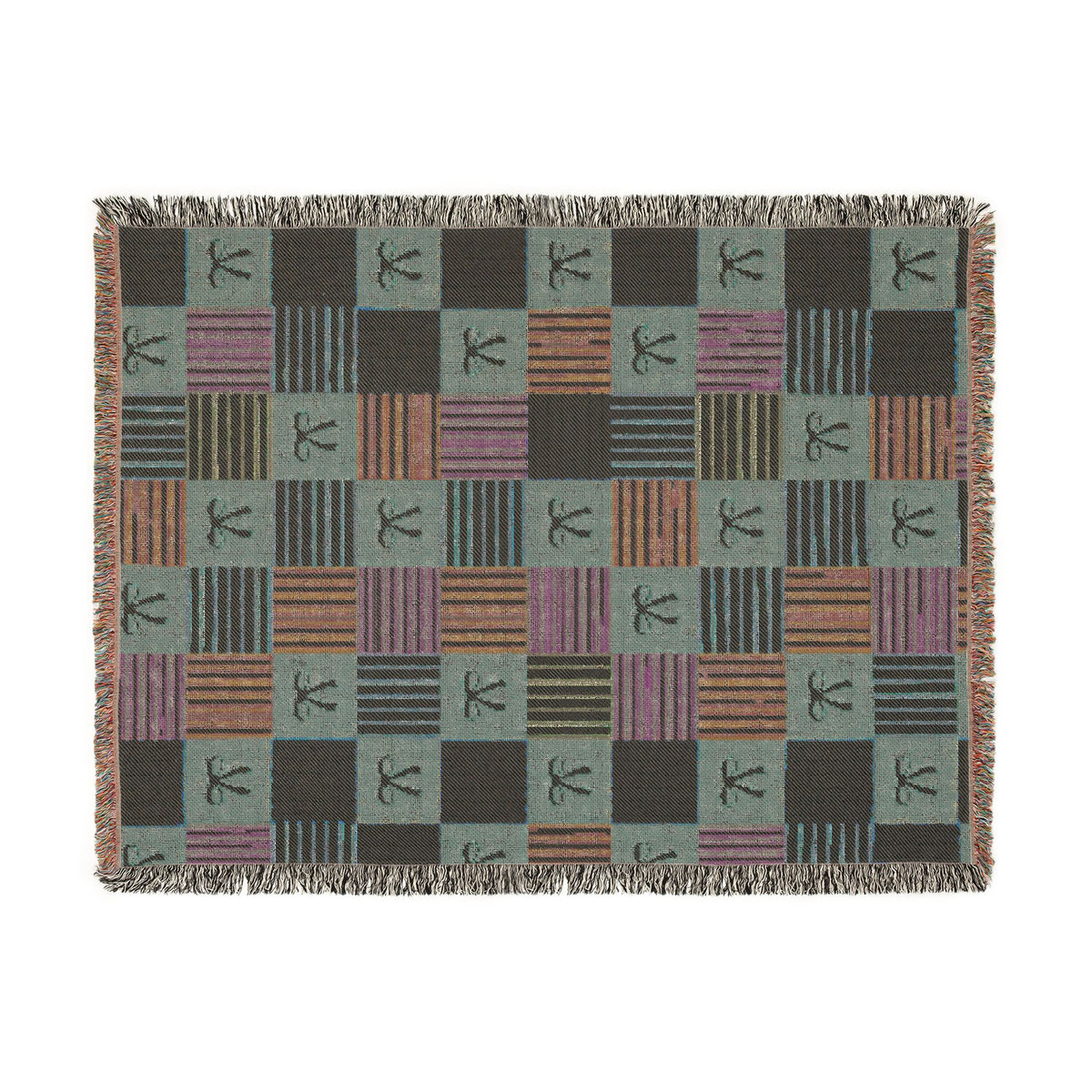 Cozy Patchwork & Pink Bows Woven Throw Blanket