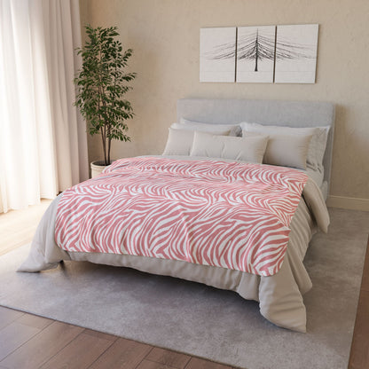 Blush Zebra Print Fleece Sherpa Blanket