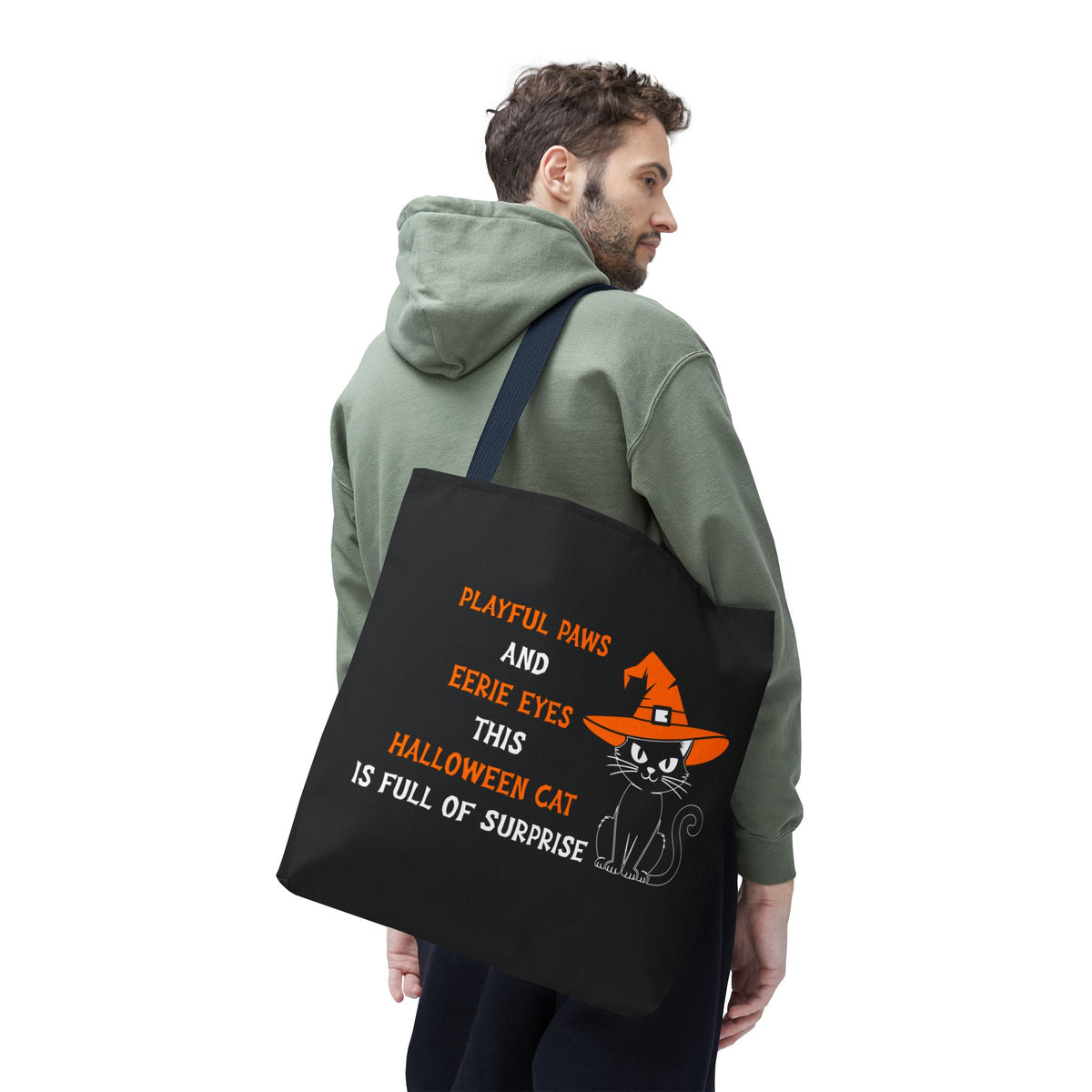 Halloween Cat Tote Bag — "Playful Paws and Eerie Eyes" Trick-or-Treat Reusable Shopper