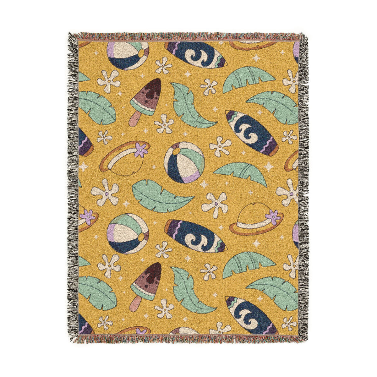 Sunny Surf & Summer Vibes Woven Throw Blanket