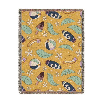 Sunny Surf & Summer Vibes Woven Throw Blanket
