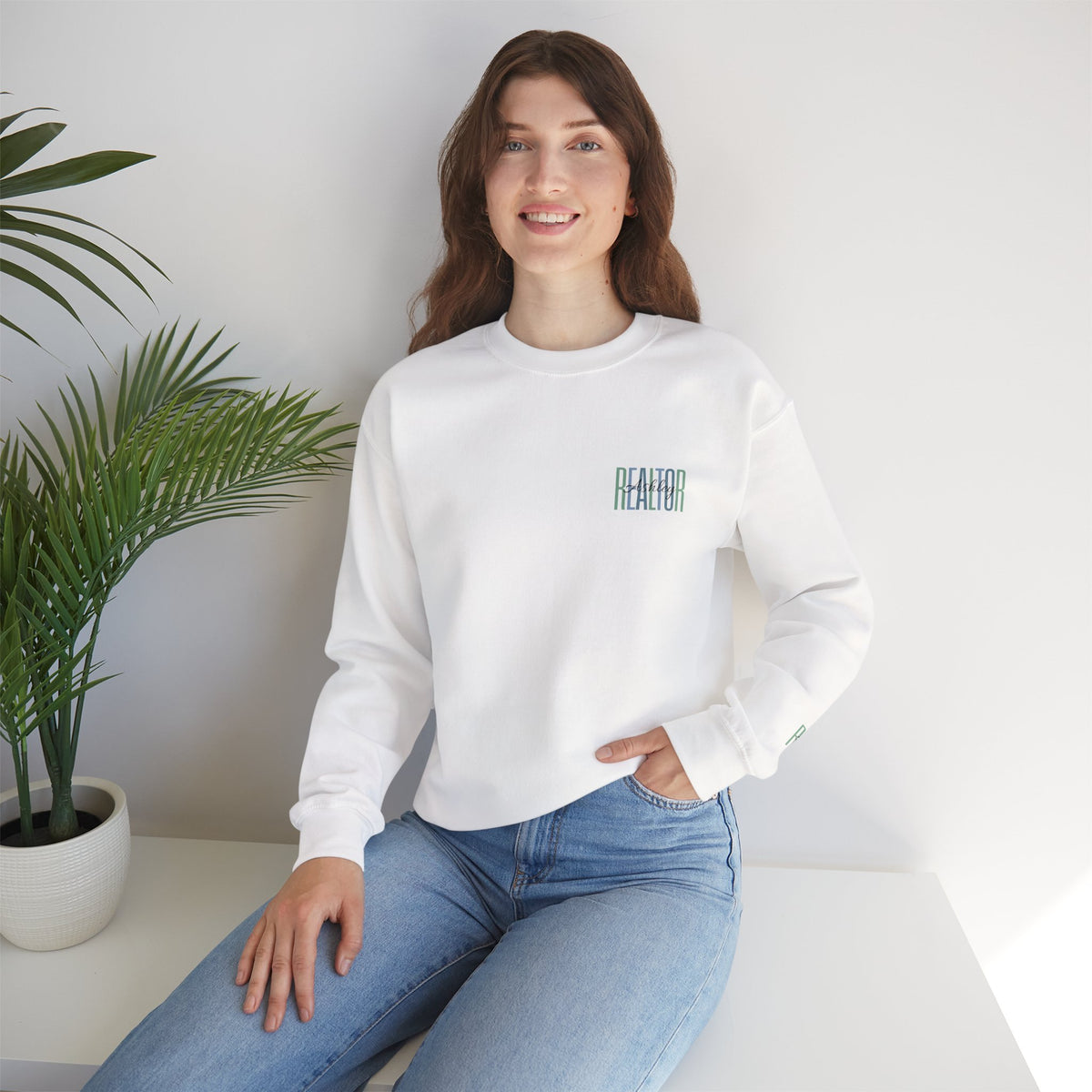 Personalized Realtor Retro Stacked Text Graphic Sweatshirt | Custom Name Real Estate Crewneck