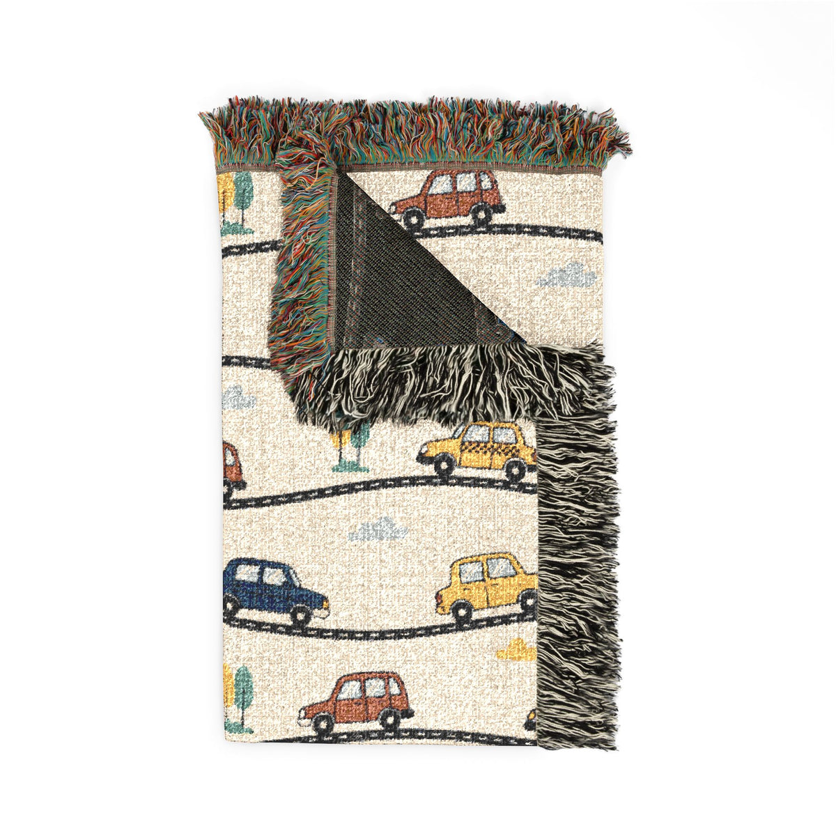Whimsical Road Trip Cars & Traffic Woven Throw Blanket