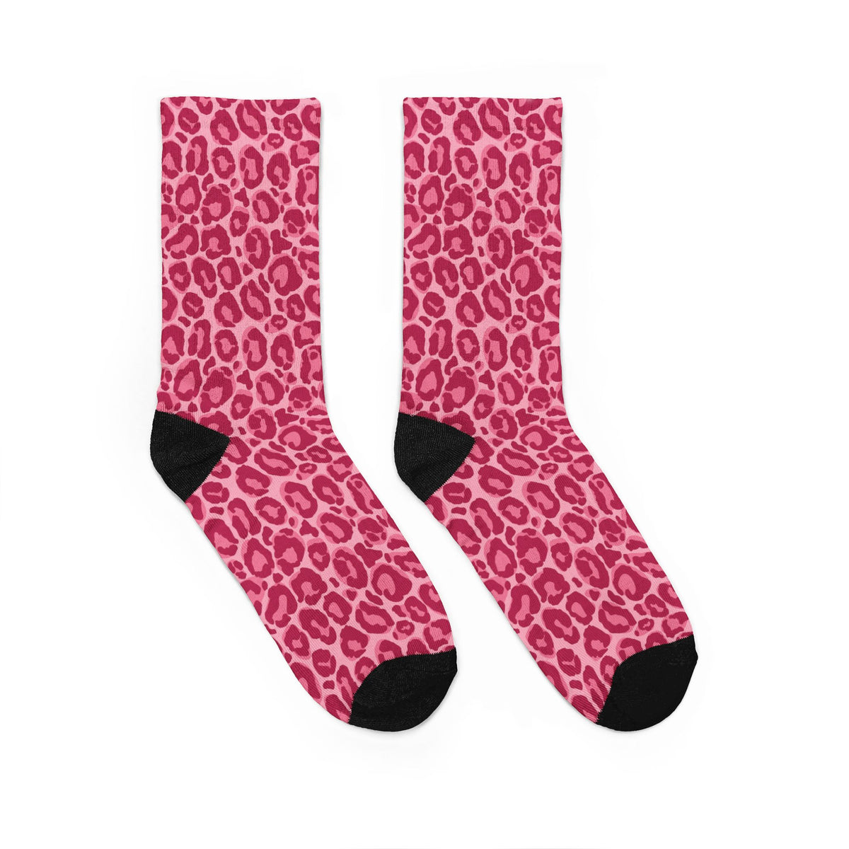 Pink Hot Leopard Print Cushioned Crew Socks