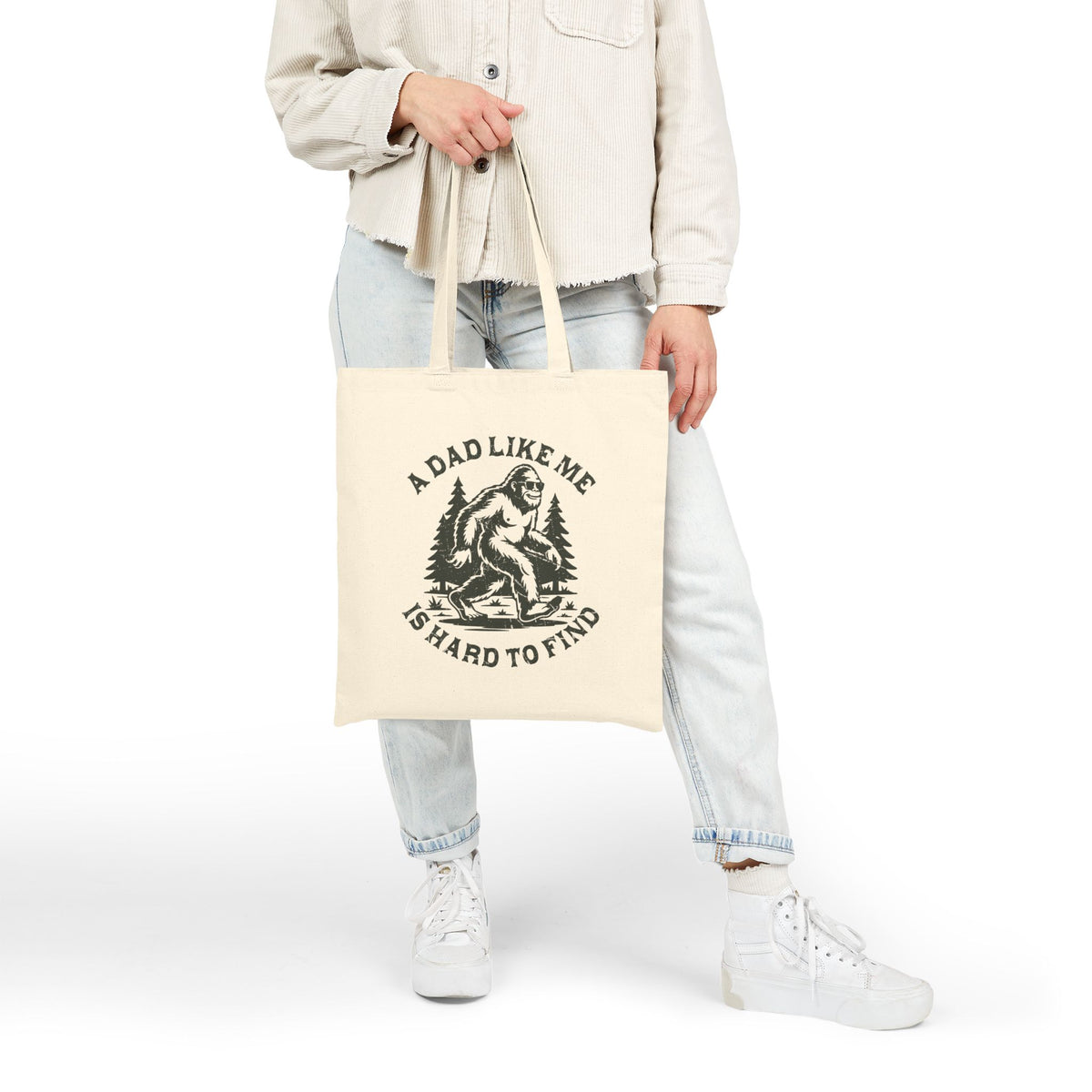A Dad Like Me Is Hard To Find Bigfoot Funny Father's Day Cotton Canvas Tote Bag