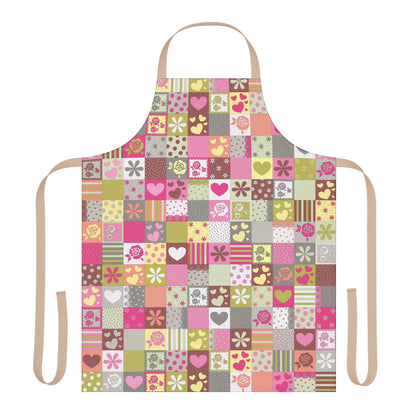 Shabby Chic Floral & Hearts Patchwork All-Over Print Apron | Romantic Kitchen Gift