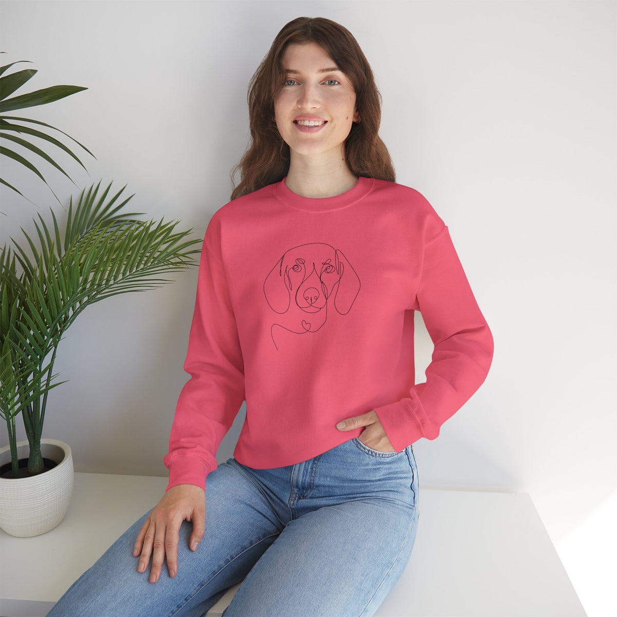 Minimalist Line Art Dog Portrait Graphic Sweatshirt | Cute Puppy Lover Pullover