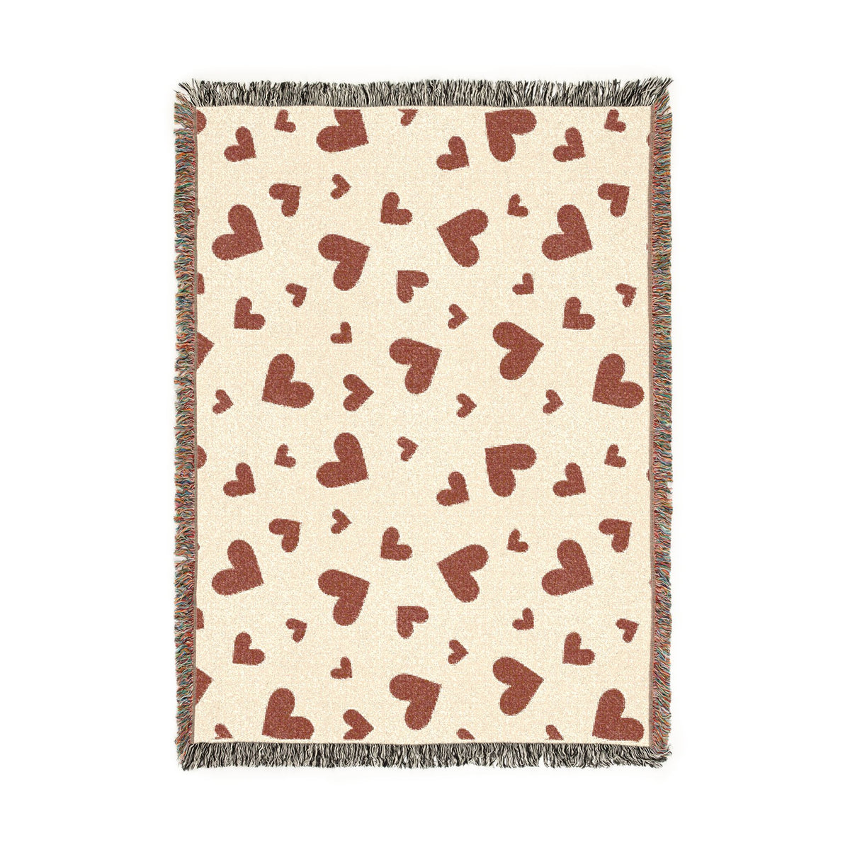 Romantic Scattered Hearts Woven Throw Blanket