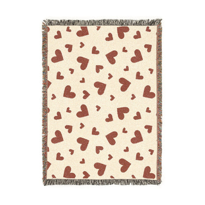 Romantic Scattered Hearts Woven Throw Blanket