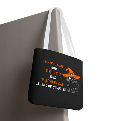 Halloween Cat Tote Bag — "Playful Paws and Eerie Eyes" Trick-or-Treat Reusable Shopper