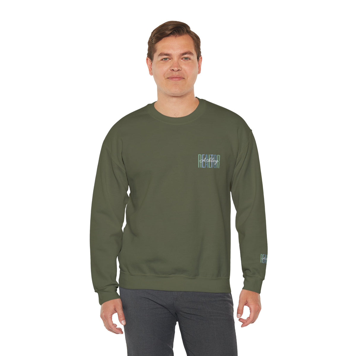 Personalized Realtor Retro Stacked Text Graphic Sweatshirt | Custom Name Real Estate Crewneck