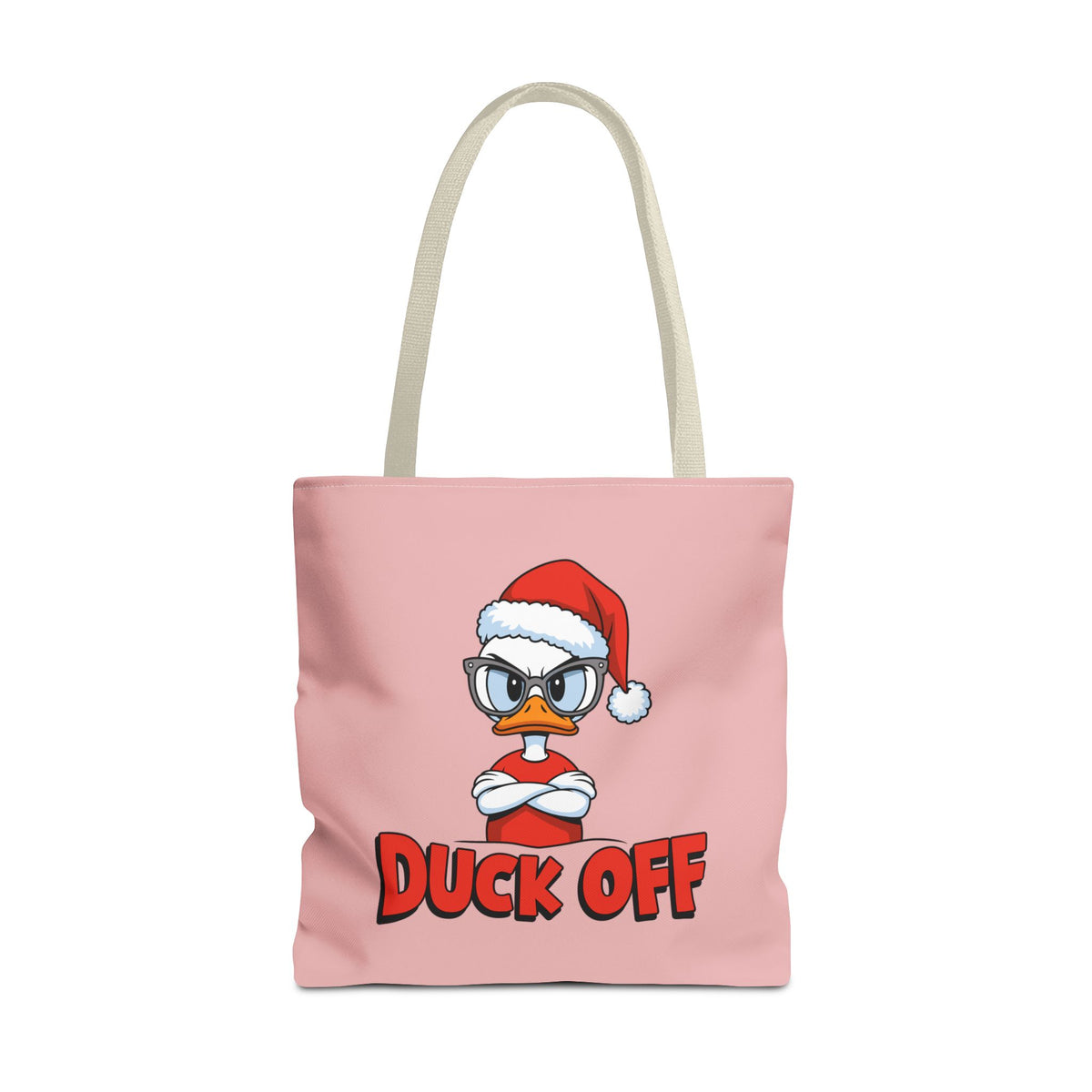 "Duck Off" Grumpy Santa Duck Funny Christmas Polyester Tote Bag