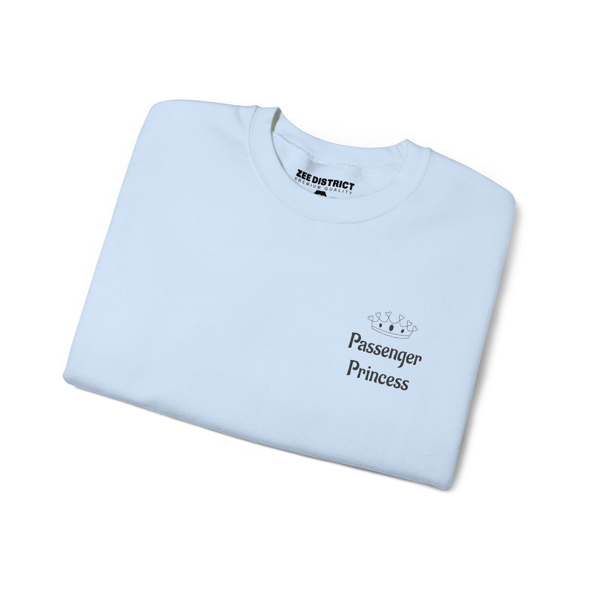 Personalized Passenger Princess Embroidered Crewneck Sweatshirt — Custom Name & Date Sleeve Detail