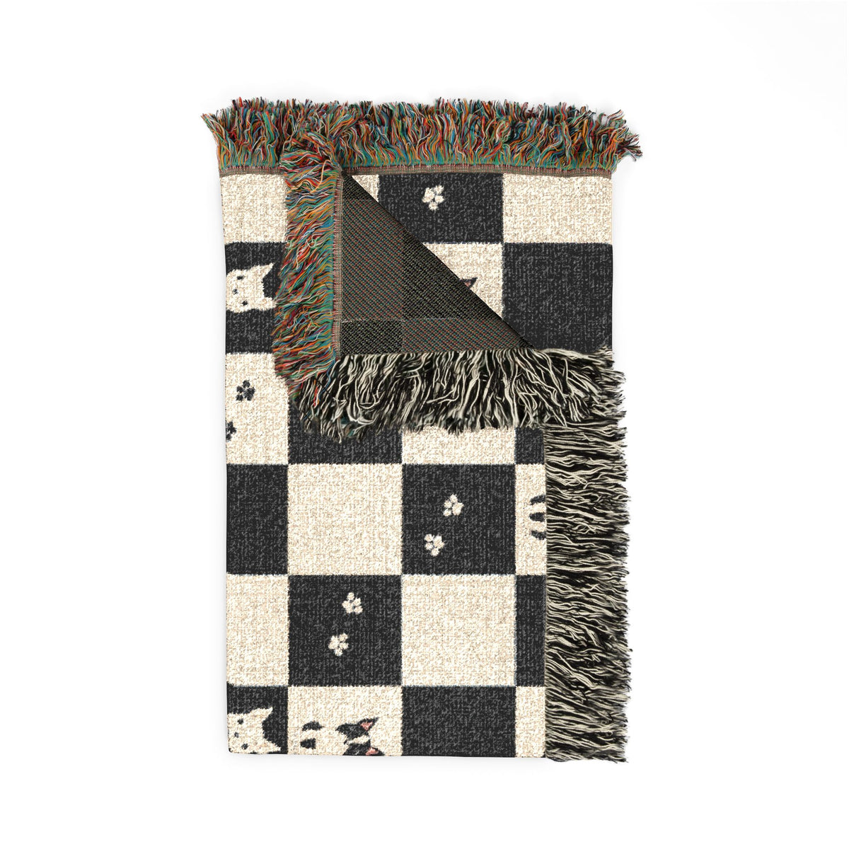 French Bulldog Checkerboard Woven Throw Blanket