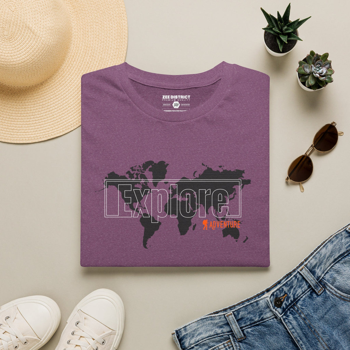 Explore World Map Adventure Graphic Tee: Urban Street Style & Travel T-Shirt