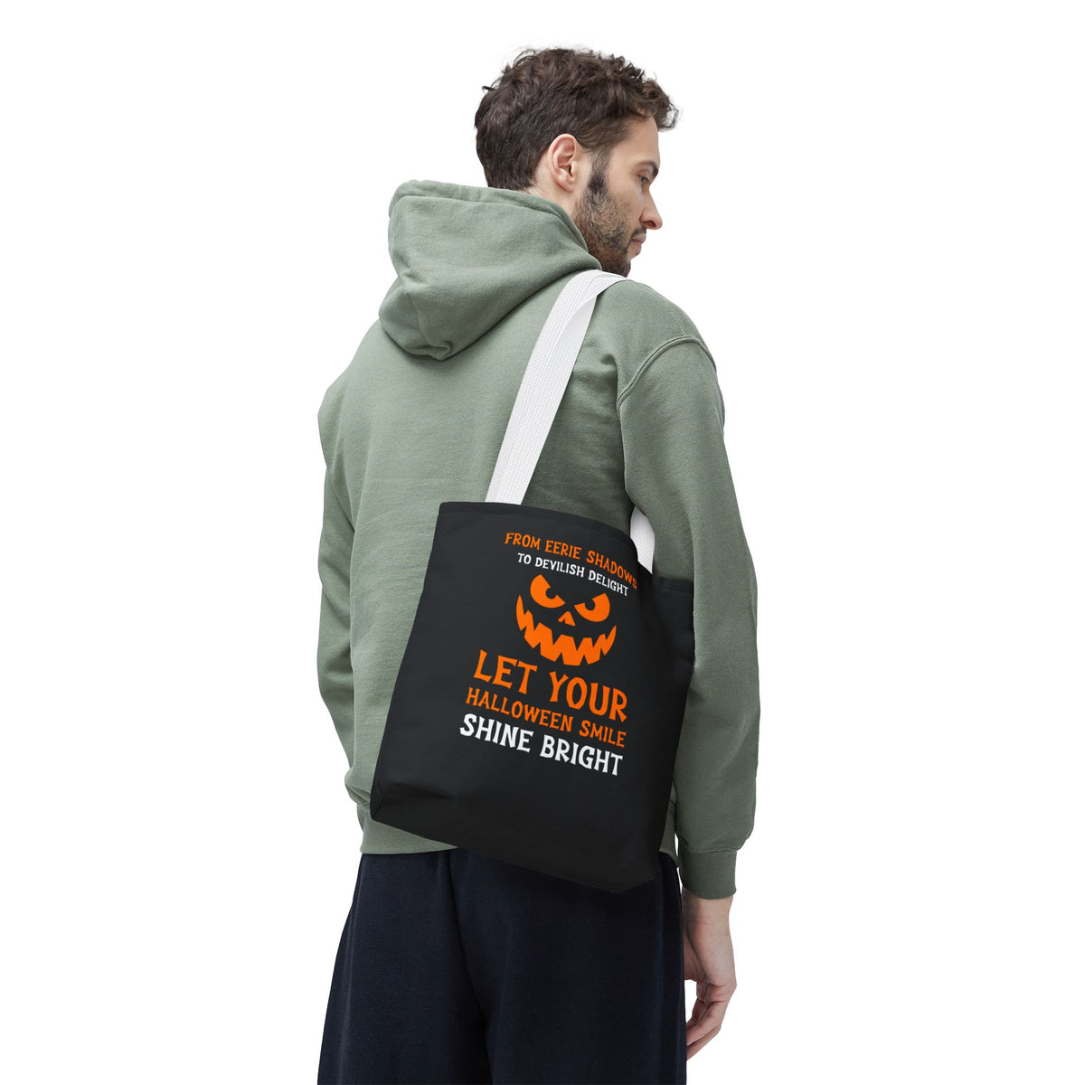 Halloween Pumpkin Tote Bag — "Let Your Halloween Smile Shine Bright"