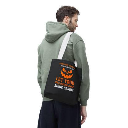 Halloween Pumpkin Tote Bag — "Let Your Halloween Smile Shine Bright"