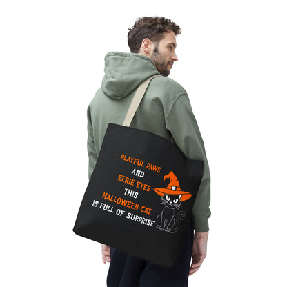 Halloween Cat Tote Bag — "Playful Paws and Eerie Eyes" Trick-or-Treat Reusable Shopper
