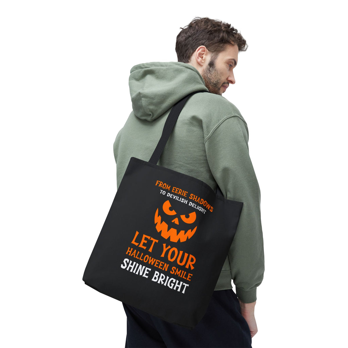 Halloween Pumpkin Tote Bag — "Let Your Halloween Smile Shine Bright"