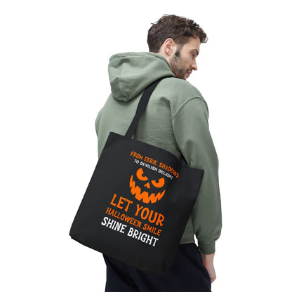 Halloween Pumpkin Tote Bag — "Let Your Halloween Smile Shine Bright"