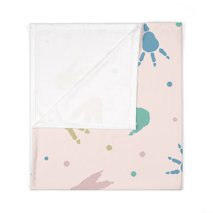 Pastel Dinosaur Footprint Baby Swaddle Blanket – Soft Colorful Dino Wrap