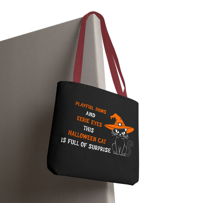 Halloween Cat Tote Bag — "Playful Paws and Eerie Eyes" Trick-or-Treat Reusable Shopper