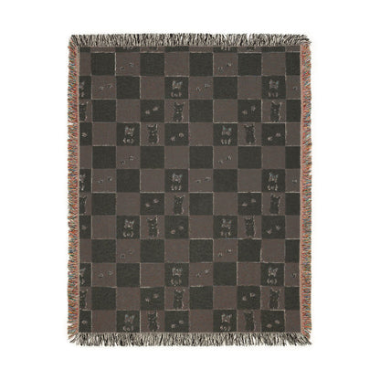 French Bulldog Checkerboard Woven Throw Blanket