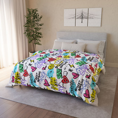 Urban Graffiti Street Art Fleece Sherpa Blanket