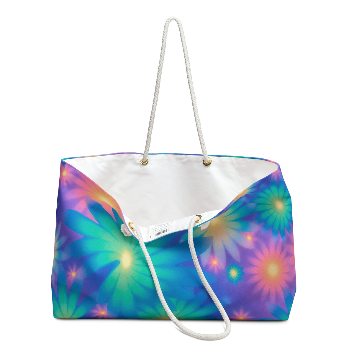 Neon Glow Floral Cosmic Dream Weekender Bag — Oversized Beach & Travel Tote