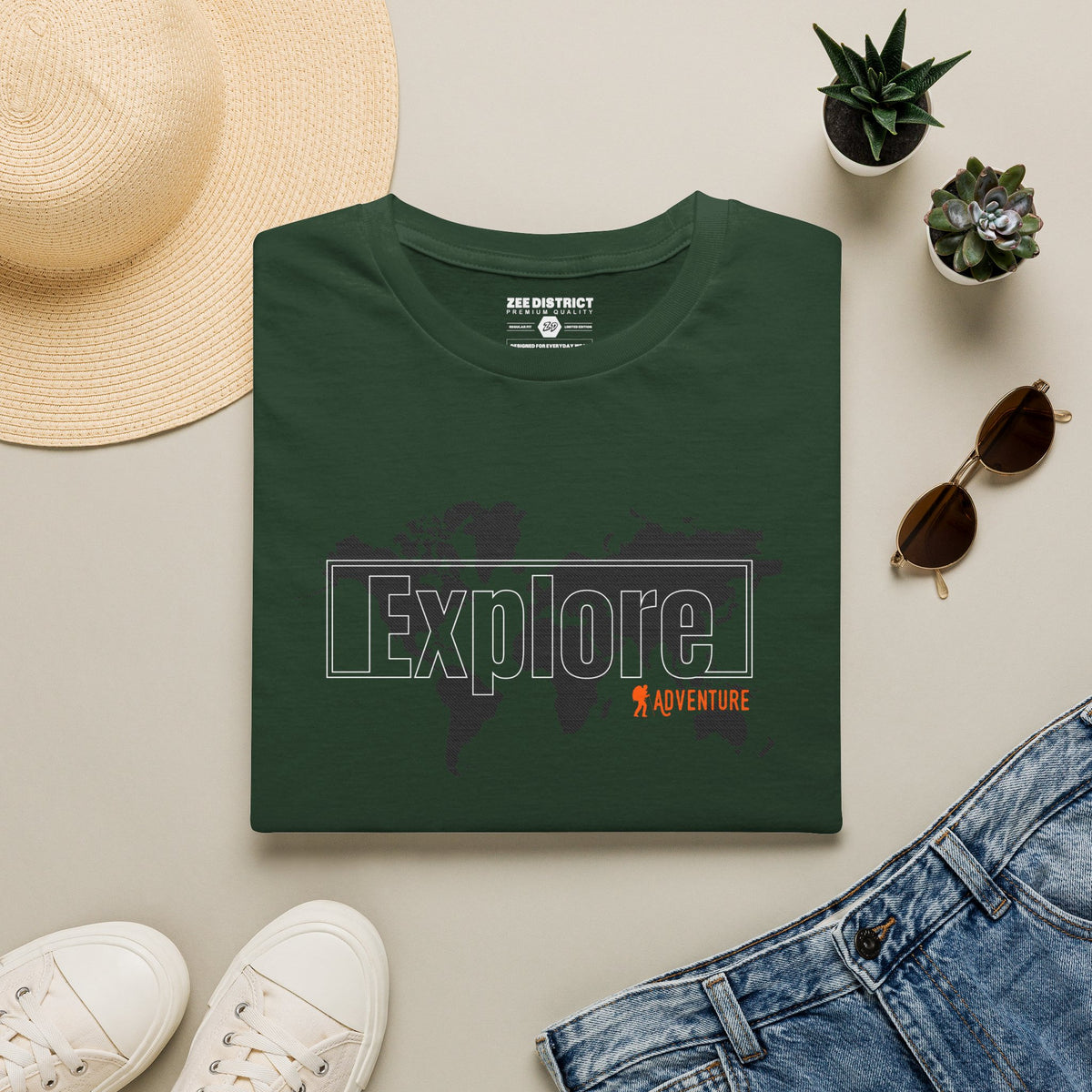 Explore World Map Adventure Graphic Tee: Urban Street Style & Travel T-Shirt