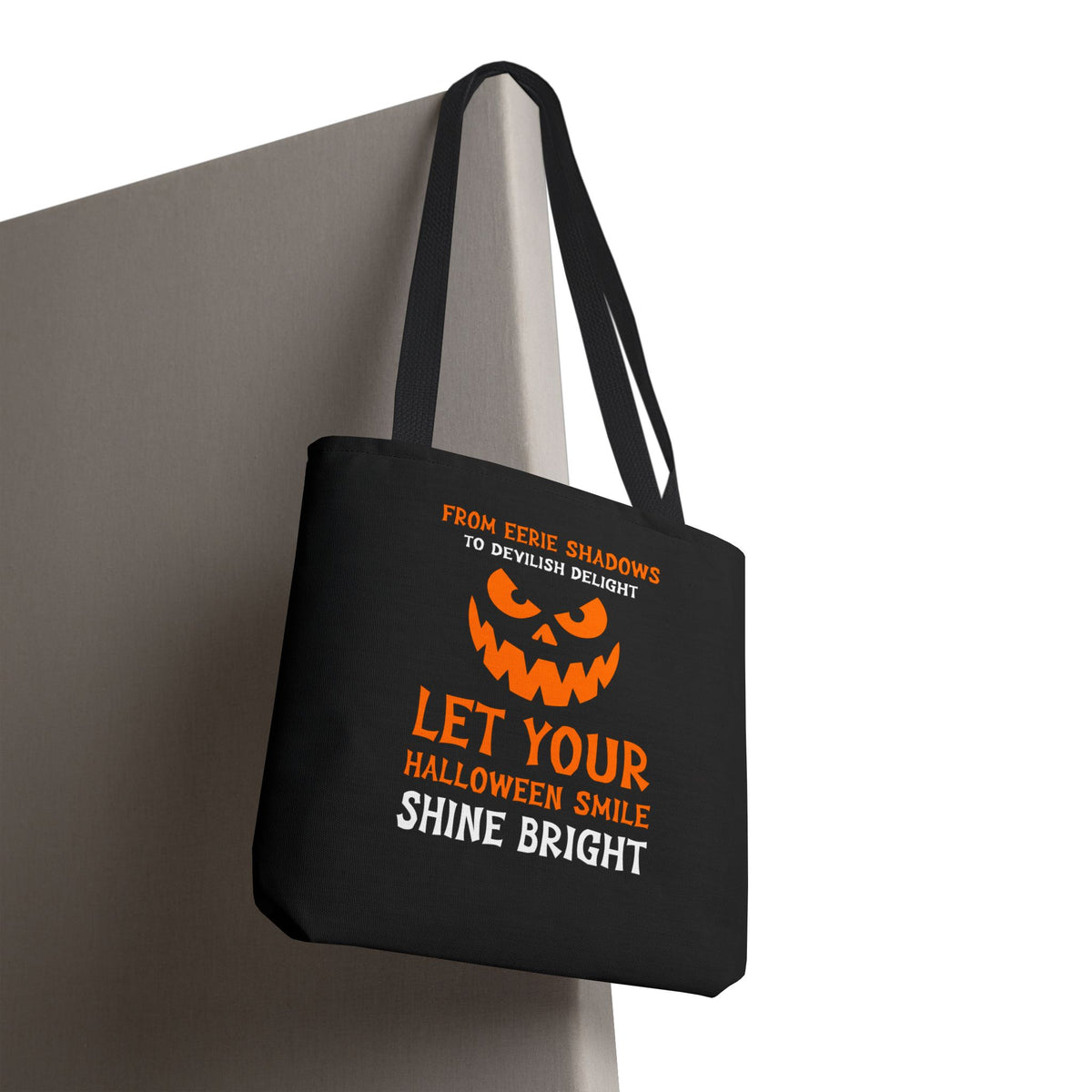 Halloween Pumpkin Tote Bag — "Let Your Halloween Smile Shine Bright"