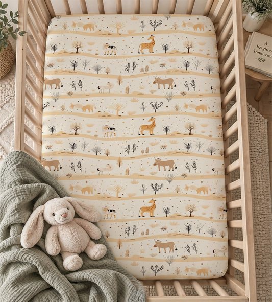 Safari Savannah Animals Fitted Crib Sheet — Wild Adventure Nursery & Toddler Bedding