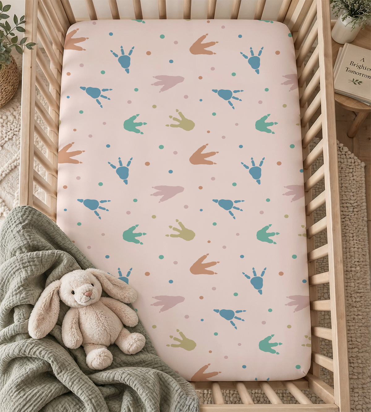 Pastel Quilted Patchwork Hearts & Rainbows Fitted Crib Sheet — Cozy Nursery & Toddler Bedding