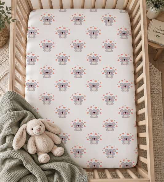 Sweet Koala & Hearts Fitted Crib Sheet — Loving Nursery & Toddler Bedding