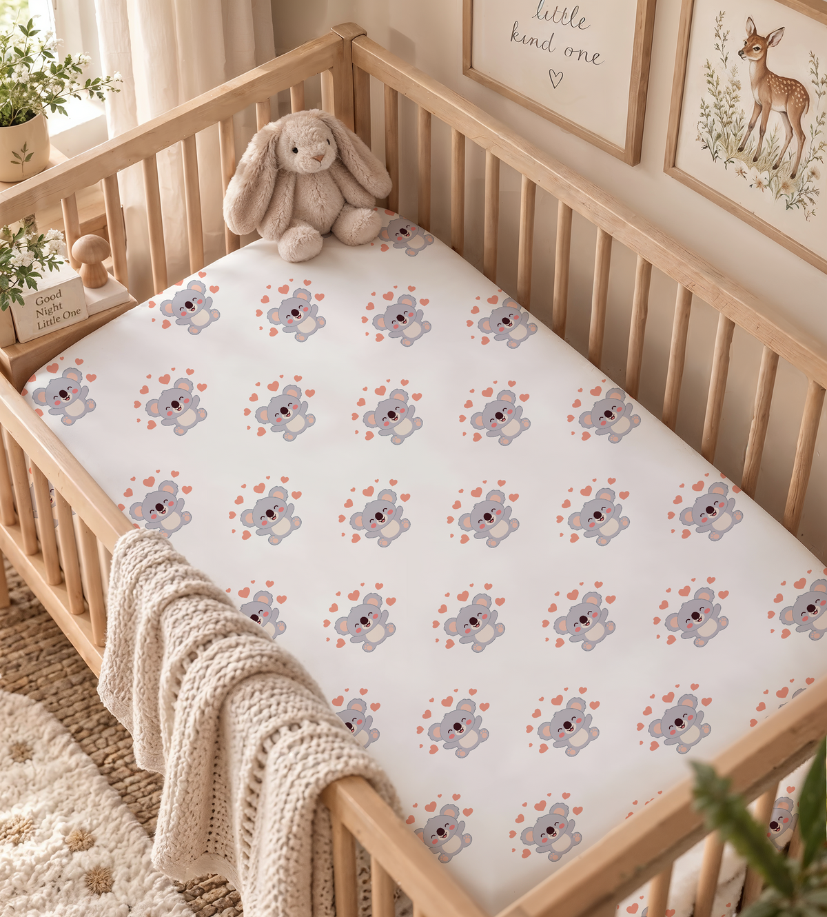 Sweet Koala & Hearts Fitted Crib Sheet — Loving Nursery & Toddler Bedding