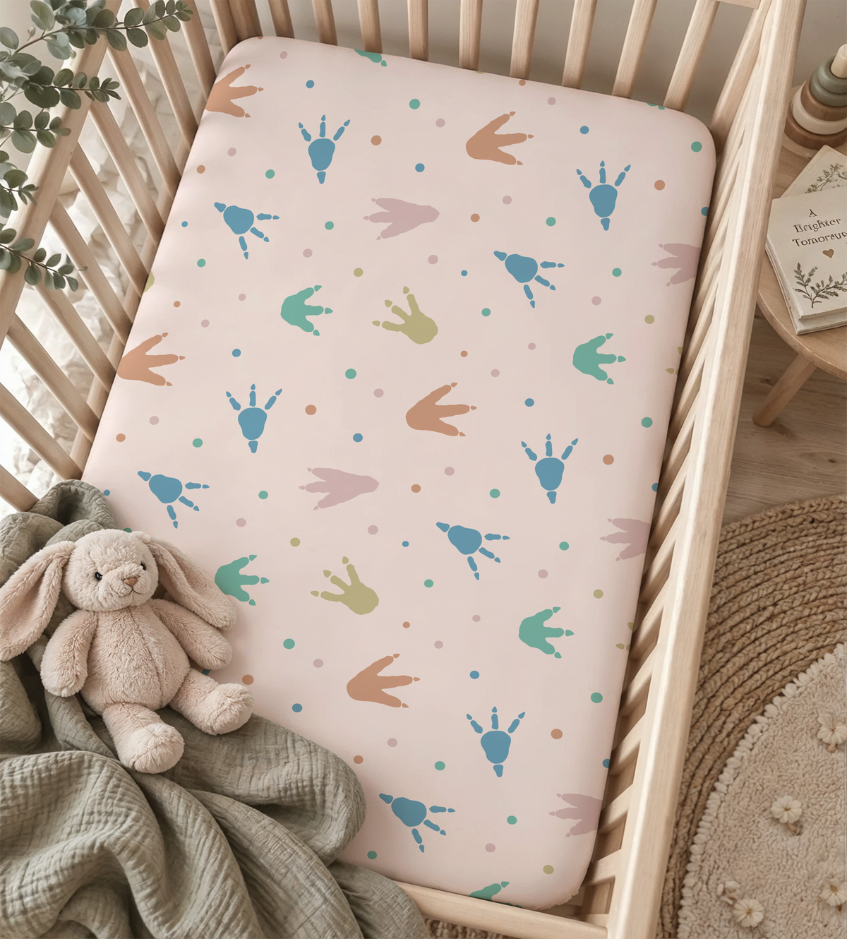 Pastel Quilted Patchwork Hearts & Rainbows Fitted Crib Sheet — Cozy Nursery & Toddler Bedding