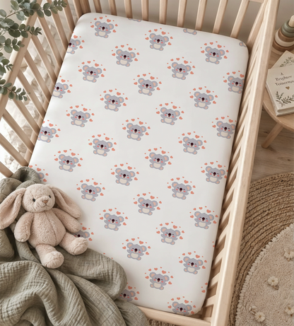 Sweet Koala & Hearts Fitted Crib Sheet — Loving Nursery & Toddler Bedding